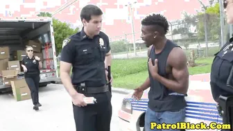 Fem Dom cops fucked ebony guy inside back of truck
