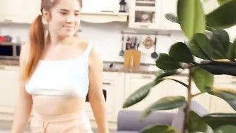 DEBT4k. 3 cute girls lured in foursome with debt collector