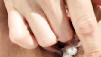 soak juicy cunt with long labia lips makes it with