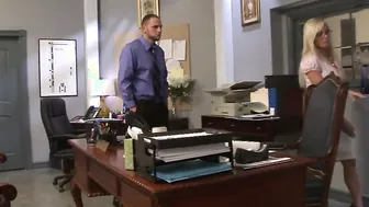 Blonde secretary fucking with boss to keep her job