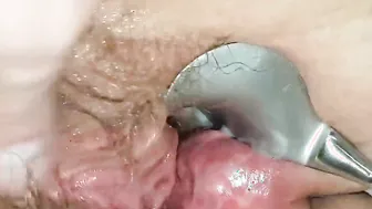 My hubby stretches my snatch with speculum