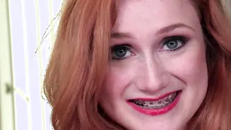 Red Haired braces Beauty blowing POV dick into naughty lovers