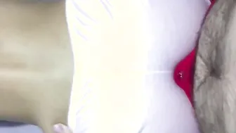 Assjob dry humping doggy style till he cum into his lingerie