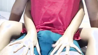 Hand Job over panties cum into leggings hand job