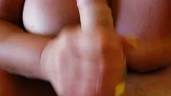 Old woman with gigantic hooters makes love and getting cum