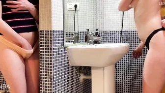 My friend fucking her fat BF into the restroom without a condom