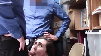 Thief Teenagers Getting Nailed into Backroom For Shoplifting By 2 Officers - Lexi Lovell