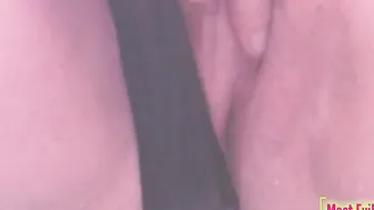 Peeing inside ebony lace lingerie
