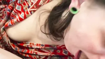Amateur Bae sluts no-hands sloppy oral sex with cum inside the mouth morning after party
