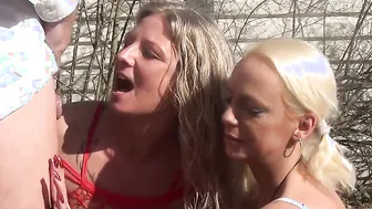Three parking lot women into action Several foreign dicks pissed