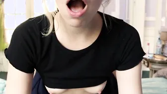 Teenage Sweetheart's Surprise - First Time Riding A Big Dick In Her Skirt