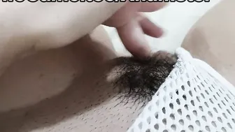 Young sluts cameltoe masturbating into her white panties