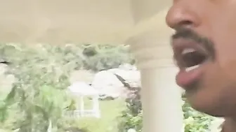 African dick destroys red haireds tight round booty outside