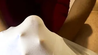 Dry hump grinding into jeans making him cum into leggings