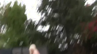 Dark Hair and blonde tennis 19 year old doing three-way ffm outdoors