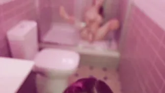 2 Italian lesbians shower together and suck my cock at the end