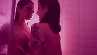 2 Italian lesbians shower together and suck my cock at the end