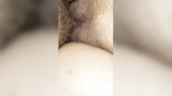 Very dripping pregnant vagina. Cum into. Close up. Fat butt
