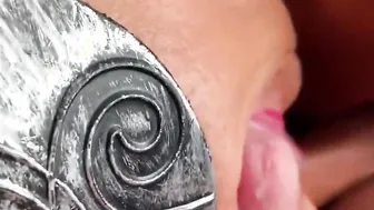 Grandma MILF stepmom sucking off and licking penis for cum inside