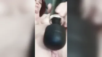 Close up cunt dildo orgasm contractions.