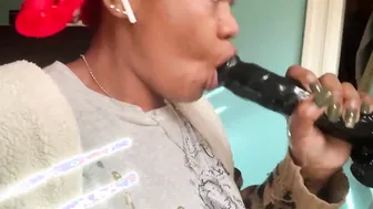 African Skank Plays with Her Vagina at Work...