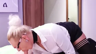 German blonde teenagers secretary with glasses got business banged