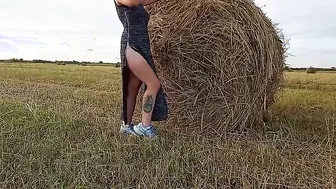 I flash butt and hooters into a field while harvesting