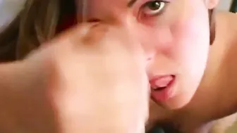 Amateur hand job skank jerks off penis