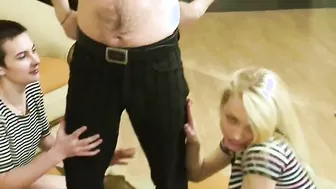 Adorable Young Blonde Holli Paige And Her Gf Milk Dick