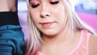 Beauty blonde seduces her stepbrothers penis to please her fans