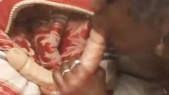 Gigantic sex dildo liking african BBW lesbians suck and nailed