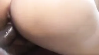 Huge ebony penis penetrates deep into oriental cunt