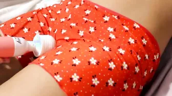 Dressed female orgasm women cumming inside underwear finger bang and magic