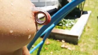 nippleringlover turned on MILF naked public spread nipple piercings  vagina
