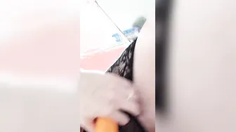 Stretching cougar with vibrator