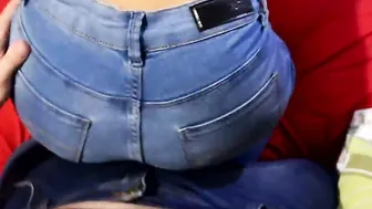 Dry humping huge butt into jeans till he cum inside