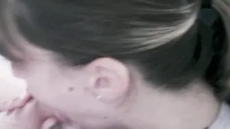 Oral Sex on the table with cum inside mouth two