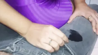 Lap dance cum inside jeans cumming into his jeans leggings