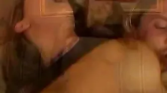 Bae dark hair with gigantic boobies getting fuck deep on couch
