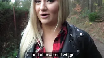 Outside Agent Irresistible Big Boobed Blonde takes her clothes off into