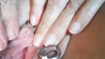 nippleringlover turned on cougar masturbating with anal toy pierced snatch lips