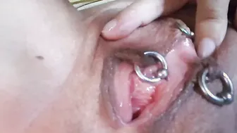 nippleringlover turned on cougar masturbating with anal toy pierced snatch lips