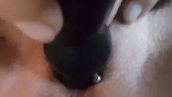 nippleringlover turned on cougar masturbating with anal toy pierced snatch lips