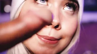 Blonde with a voluptuous face demonstrates her expert ability to suck dick