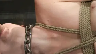 Dark Hair trainee face and twat nailed