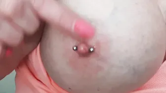 Spitting on my Huge Hooters and Pierced Nipples