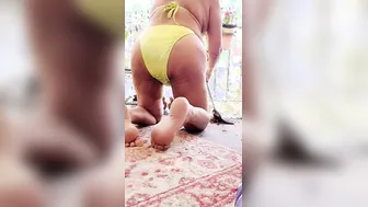Wearing my bikini and pee peeing with my bushy snatch