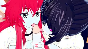 Threesomes Are Better In Animated Land - Three Way Sexual Adventure With Akeno & Rias
