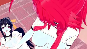 Threesomes Are Better In Animated Land - Three Way Sexual Adventure With Akeno & Rias