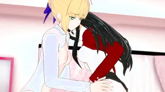 3Some with Rin Tohsaka and Saber Fate [Hentai 3D]